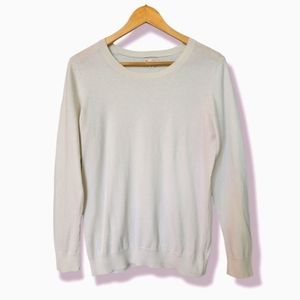 GAP Silk Blend Ivory/Off-White Crewneck Lightweight Sweater sz Large